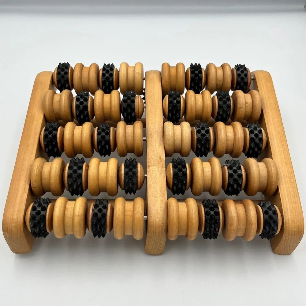 Wooden Foot Massager‎ Roller Reflexology Stress Relief Pain Therapy